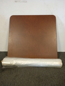 30" Square Card Table And Roll Of Plastic Wrap