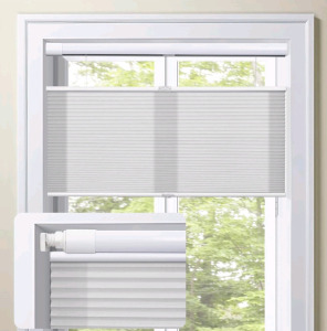 (3) MiLin Top Down Bottom Up Cordless Cellular Shades No Drill Color-Matched No Tools Cellular Blinds for Windows Honeycomb Design Blinds & Shades (Light Filtering Grey, 30" W x 64" H)