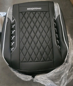 (1) Bling Leather Car Seat Covers & Black Nappa Leather Calfskin Seat Cushioned Protector, Waterproof Anti-Slip Universal Fit SUV Truck Sedan, Glitter Sparkly Shining Rhinestone, Silver Diamond, And (1) BEIQITONG Nappa Leather Leopard Print Car Seat Cover