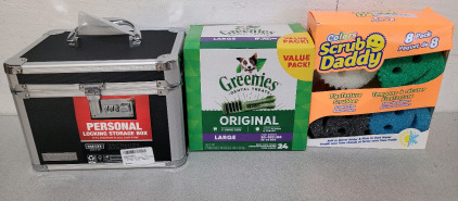 Vaultz Personal Locking Storage Box, Greenies Large Dental Treats For Dogs, And Scrub Daddy 8 Pack
