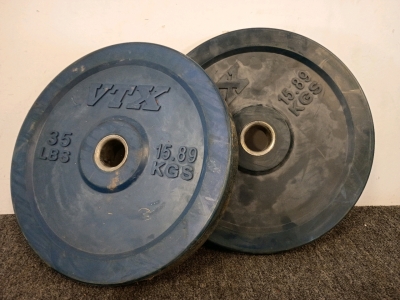 2 Troy VTX 35LBS Solid Rubber Bumper Plate