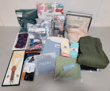 Clothing, Including Blanket Hoodie, Sweaters, Women Workout Shirts, Leggings, Socks, Tie, Suspenders, And More