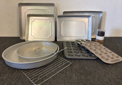 Cake Pans - 11x15, (2) 12x18, 12x12, 16x16, 12&rdquo; Round, 16&rdquo; Round, Cooling Rack, Tart Muffin Pans. And More
