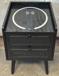 Black Nightstand w/ Built-in Charger & Light / 15&rdquo; L x 17&rdquo; W x 25.5&rdquo; H