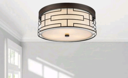 (1) Semi Flush Mount Ceiling Light Fixtures, Black Oil Rubbed Bronze 3-Light 15.8'' Drum Linen White Fabric with Metal Frame Light Fixture for Bedroom Dining Room Kitchen Hallway Entryway, (1) EGM 6-Light Modern Sputnik Chandelier, Mid Century Ceiling Lig