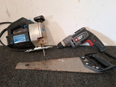 Craftsman 1 in. Scroll Saw, Porter Cable Corded Drill & Stanley Hand Saw