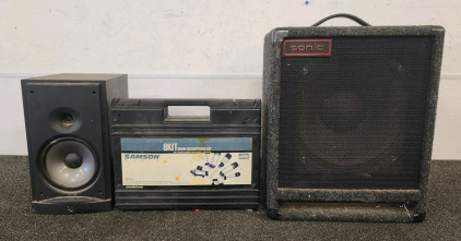 RS2 Bookshelf Speaker, Sonic 1x12 Guitar or Bass Speaker Cabinet, And Drum Microphones!