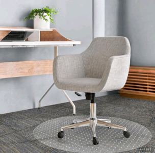 (2) Office Chair Mat Carpet Protector: 36" x 36" Plastic Heavy Duty Computer Desk Mats with Lip for Low Flat and No Pile Carpeted Floor - Clear Rug Pad for Rolling Chairs Office Work Home Gaming Round
