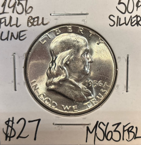 1956 MS63FBL Full Bell Line Franklin Half Dollar