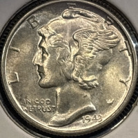 1943-S MS64 Choice Silver Mercury Dime - 3