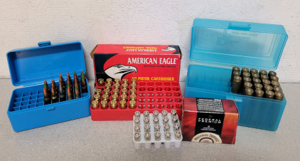 Various Ammo, Including 40 S&W, 32 Auto, And AR-15 Ammo And 30-06 Cases