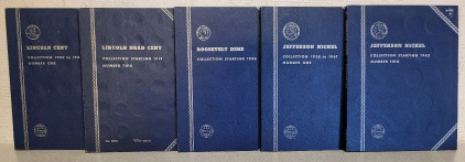 Coin Folders- Pennies, Nickles, And Dimes- Partially Filled