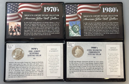 1970s John F. Kennedy Bicentennial Silver Half Dollar And 1980s George Washington Commemorative Silver Half Dollar