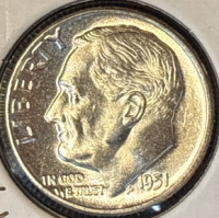 1951 MS68FB Rare Full Bands Gem Silver Dime - 3
