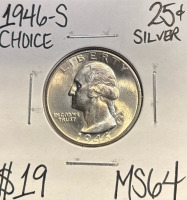 1946-S MS64 Choice Silver Washington Quarter
