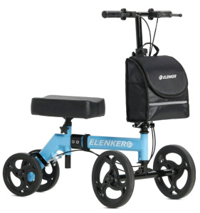 Brand New ELENKER Knee Scooter with Basket Dual Braking System for Ankle and Foot Injured Light Blue