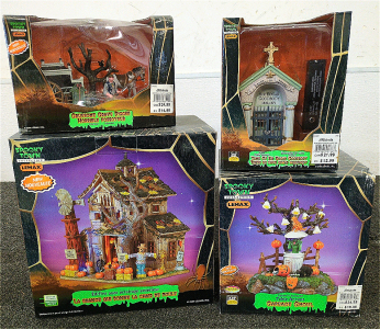 Spooky Town Collectables Including; Gruesome Grave Digger And Tomb Of Sir Edgar Goodbody And Garbage Ghoul
