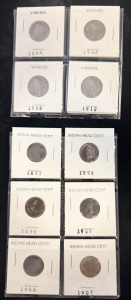 (6) Indian Head Cents, (4) V-Nickel 1889, 1902, 1903, 1912