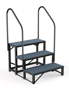RV Steps Spa Steps with Handrail - Hot Tub Steps Trailer Steps Mobile Home Stairs for 5th Wheel RV, Trailer, Hot Tub, Pool, Porch with Non-Slip Mats