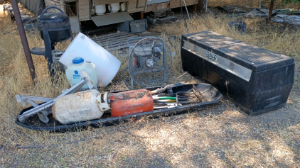OFFSITE CALDWELL - Dual Lid Packer Truck Bed Storage, Steel Gas Can, Propane Camp Grill and More