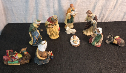 (9) Piece Ceramic Nativity Set