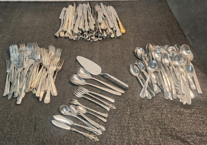 Collection Of 100+ Assorted Eating Utensils, Knives, Forks & Spoons