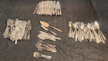 Collection Of 100+ Assorted Eating Utensils, Knives, Forks & Spoons