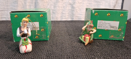(2) Disney - Grolier Ceramic Christmas Ornaments, (1) Cinderella, (1) Peter Pan