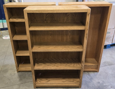 (3) Wood 4-Shelf Book Cases - ~59&frac34;"H x 35&frac34;"W x 12&frac12;"D