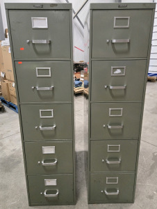 (2) Norwalk Metal 5-Drawer Filing Cabinets - 58"H x 28&frac12;"D x 15"W