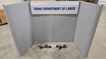 Nimlok Display & Exhibition Systems Folding Travel Display w/ Idaho Dept of Labor & Carry Case (Has Light Fixtures) - 47&frac12;"H x ~66"W