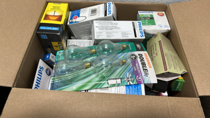 (2) Boxes Assorted Untested Different Sizes Bulb Lights & More