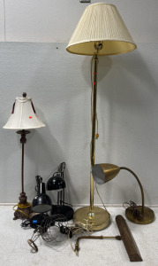 Assorted Lamps (1) Vintage Wall Mount Library Lamp (1) Vintage Flexable Neck Lamp (1) Tall Swivelneck House Lamp and More..