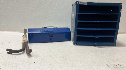 Midwest Fastener Tool Box, Blie Tool Box, (2) Crow Bars