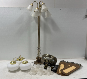(1) Vintage Standing Lamp (1) Vintage Fan (1) Ceiling Light