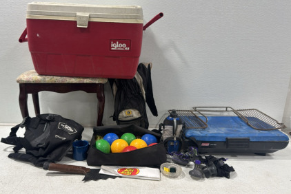 (1)Coleman Camping Stove (1) Igloo Ice Chest (1)GuruGear CamelPack (1) DaKine Speedseat and More&hellip;