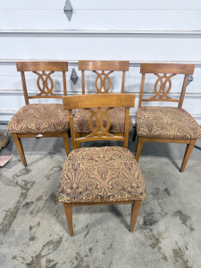 (4) Wooden & Patterned Chairs
