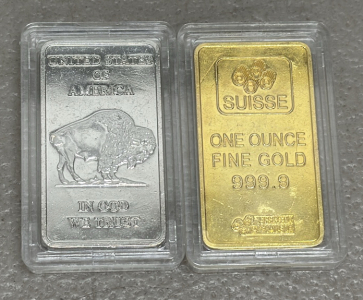 PAMP Suisse Gold Bar 1 Oz 999.9 Fine and Silver Bar 1 Oz 999 (Believed To Be A Replica)