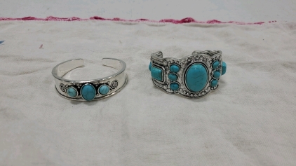 2 Native American Style Turquoise Bracelets