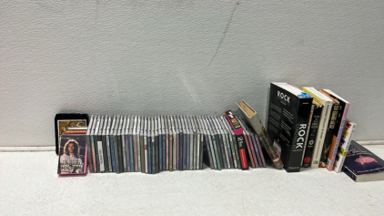 Assorted CDs, Country, Rock, Pop, Holiday,Books, 1 Vintage 8 Track Of Joe Cocker, 3 Cassettes