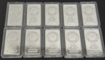 Royal Canadian Mint 1 oz 99.99% Gold Bullion Bars, Set of 10 (Believed To Be Replicas)