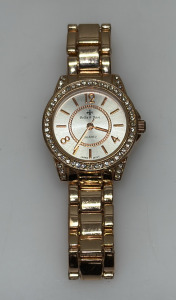 Bella & Rose Quartz Wristwatch, Gold-Tone Stainless Steel, Decorative Stones