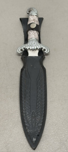 Dagger with Eagle Design Handle, Leather Sheath, Stainless Steel Blade