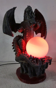 13&frac12;"x 12&frac12;"x 19" Resin Dragon Sculpture W/ Globe Luminary Lamp