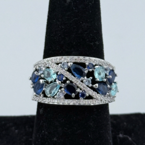 (1) Size 8 Sapphire & Aquamarine Ring