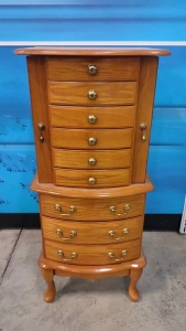 Vintage Wooden Jewelry Double Decker Box
