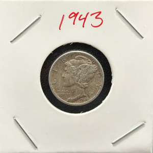 1943 Mercury Dime, Denver Mint, 90% Silver