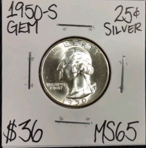 1950-S MS65 Gem Silver Washington Quarter