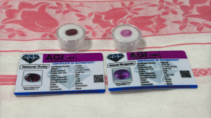 AGI Certified Gems (1) Natural Ruby (1)Natural Morganite