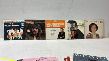 Drum Cymbol Vintage Vinyl Records (18) Patsy Cline,The Platters, Marty Robbin&rsquo;s, Neil Sedaka, Bobby Vinton And More